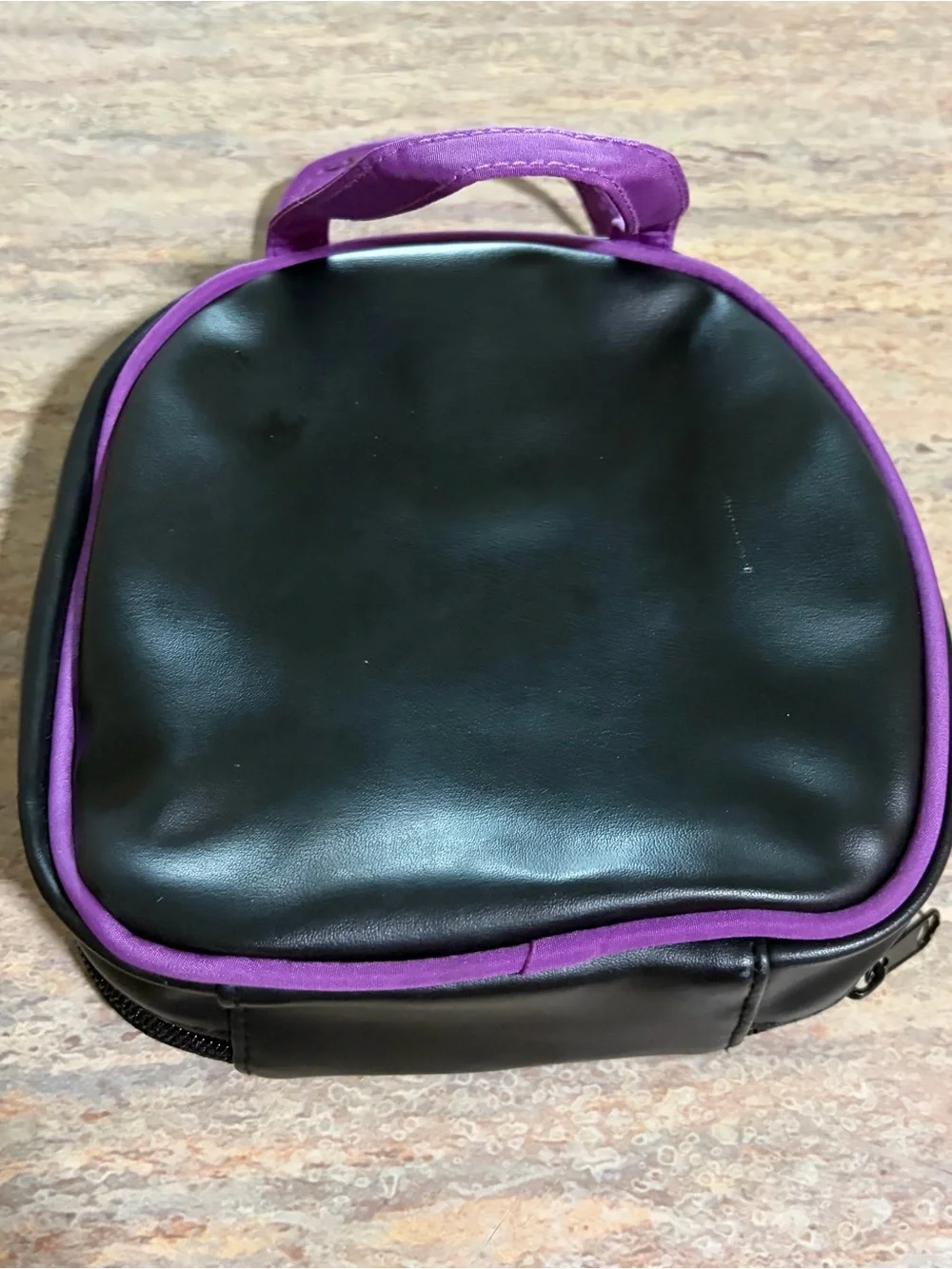 Laura Geller Black Cosmetic Bag with Purple Trim and Handles